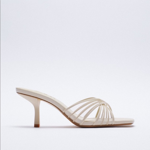 Zara Off-White Heeled Vinyl Sandals - Picture 2 of 4